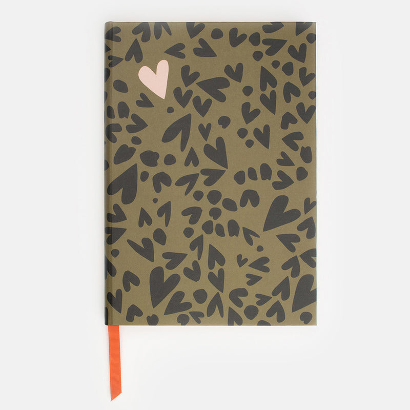 Khaki/Black Heart Casebound Notebook