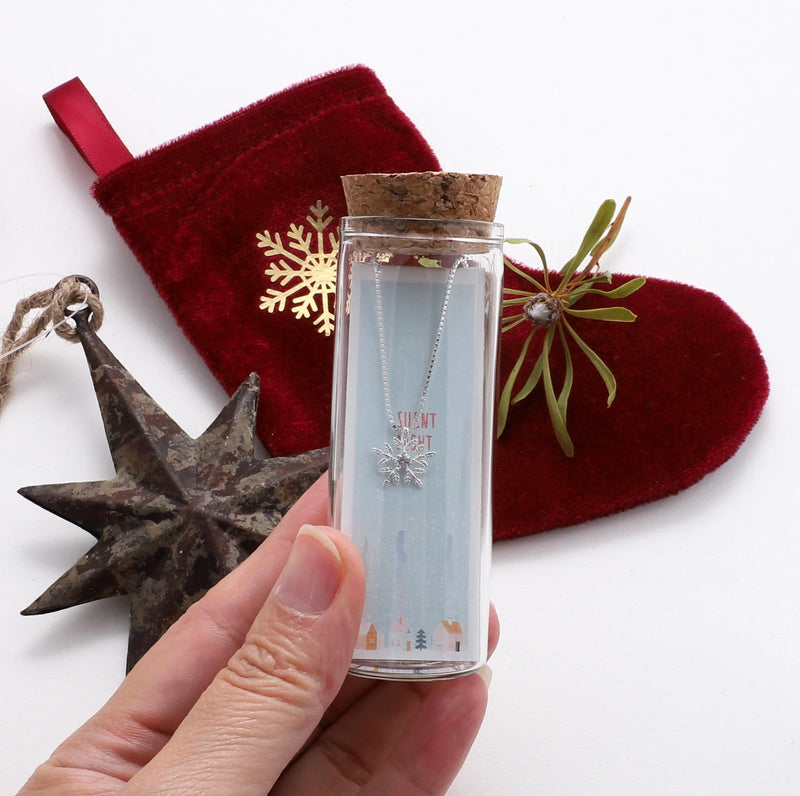 Message Bottle - Glistening Snowflake Necklace
