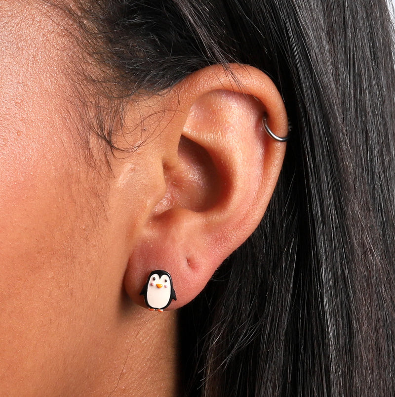 Snow Globe - Penguin Earrings