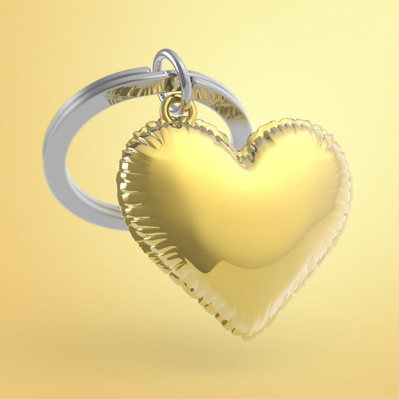 Gold Balloon Heart Keyring